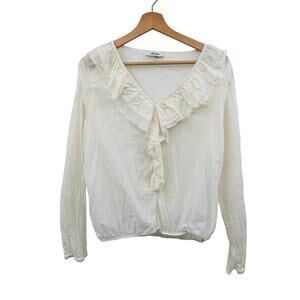 dixie ivory ruffle cottage core bohemian blouse